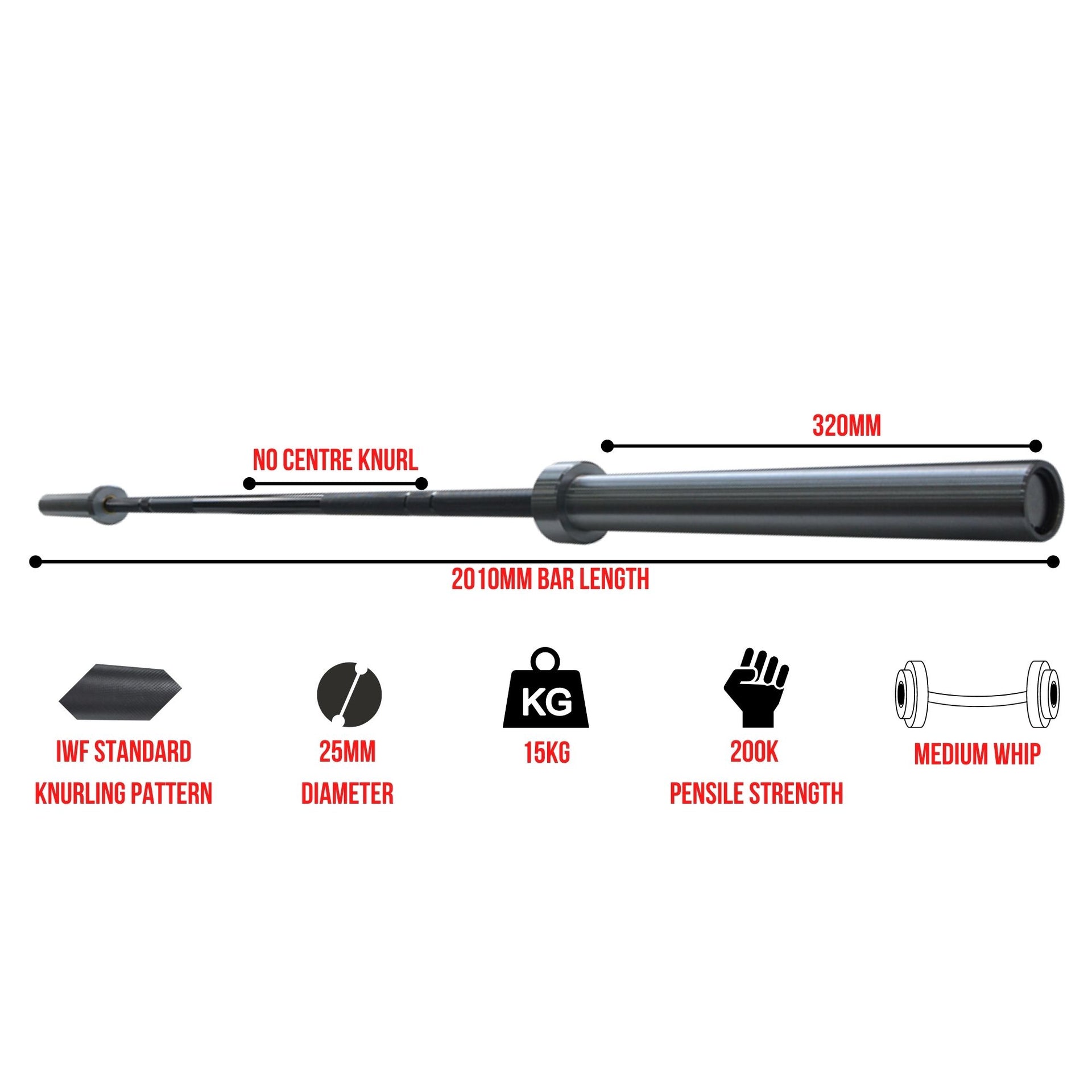 15kg Black Competition Barbell