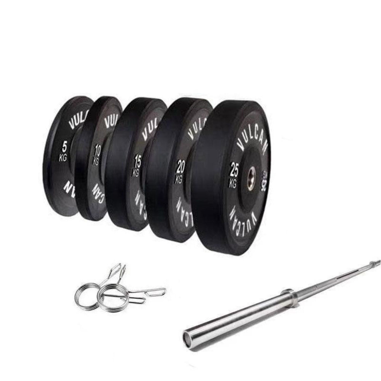 VULCAN Premium Black Bumper Package (Olympic Barbell & 150kg Bumper Plates) | IN STOCK