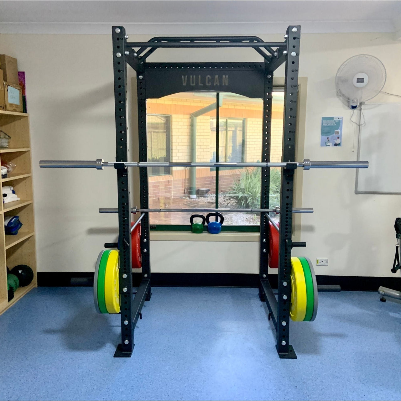 VULCAN Atlas Power Rack, Olympic Barbell, 100kg Black Bumper Weight Plates & Pro Adjustable Bench | IN STOCK