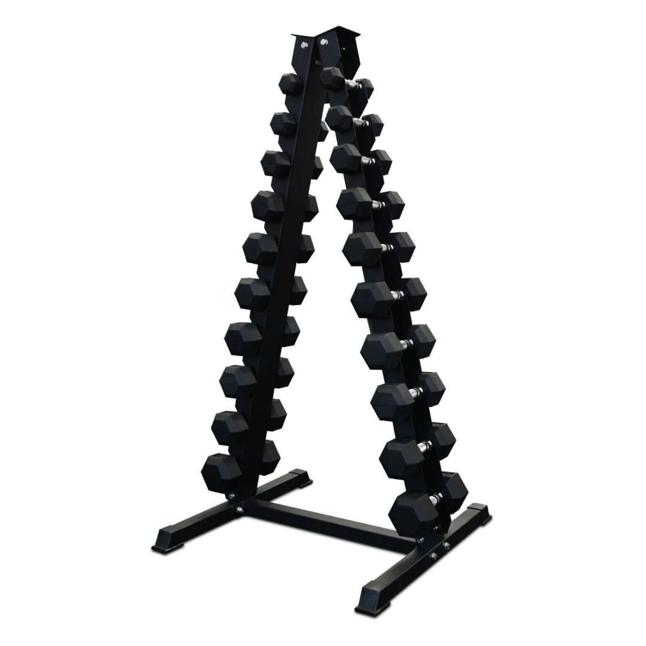 Vertical 10 Pair Dumbbell Rack & 1 ~ 10KG Commercial Hex Dumbbell Pairs