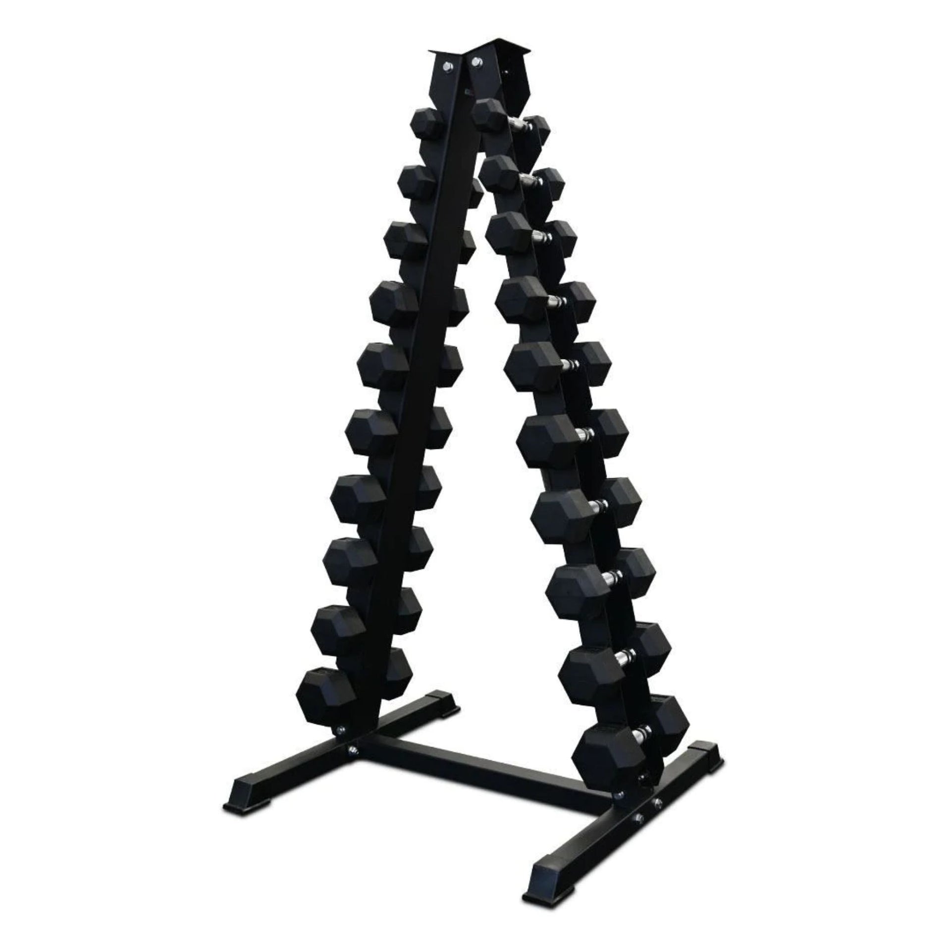 Vertical 10 Pair Dumbbell Rack & 1 ~ 10KG Commercial Hex Dumbbell Pairs