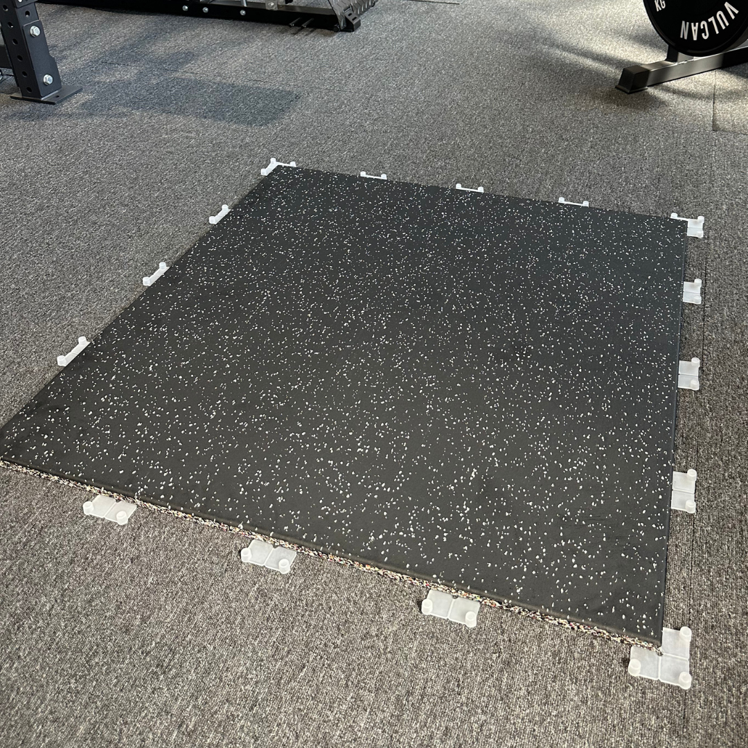 Commercial Interlocking EPDM Rubber Gym Flooring Grey Fleck - 20mm Gym Mats (1m x 1m) | IN STOCK