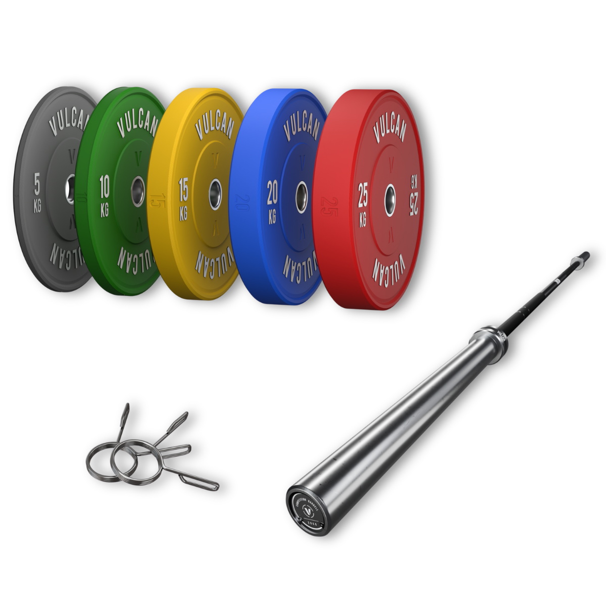 VULCAN Premium Colour Bumper Package (Olympic Barbell & 150kg Bumper Plates) | IN STOCK