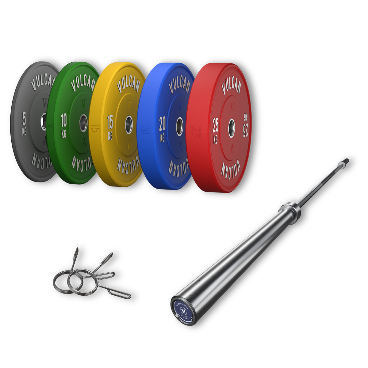 VULCAN Premium Colour Bumper Package (Olympic Barbell & 150kg Bumper Plates) | IN STOCK