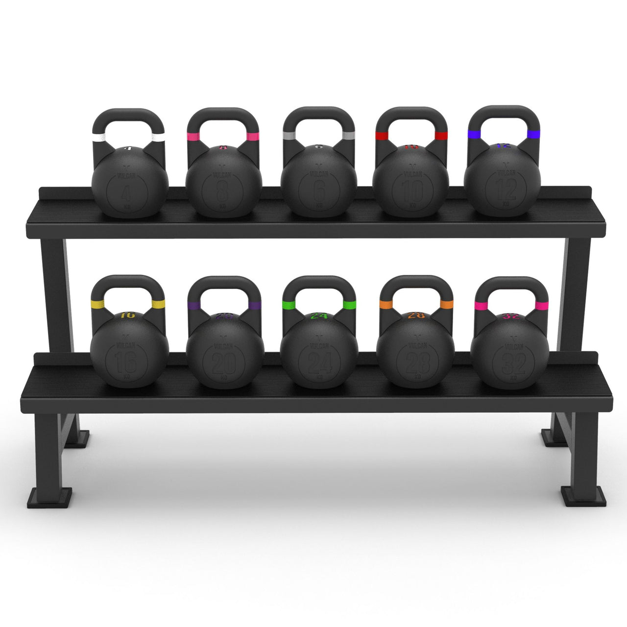 VULCAN Competition Kettlebells 4kg ~ 32kg & Commercial Storage 2 Tier | IN STOCK