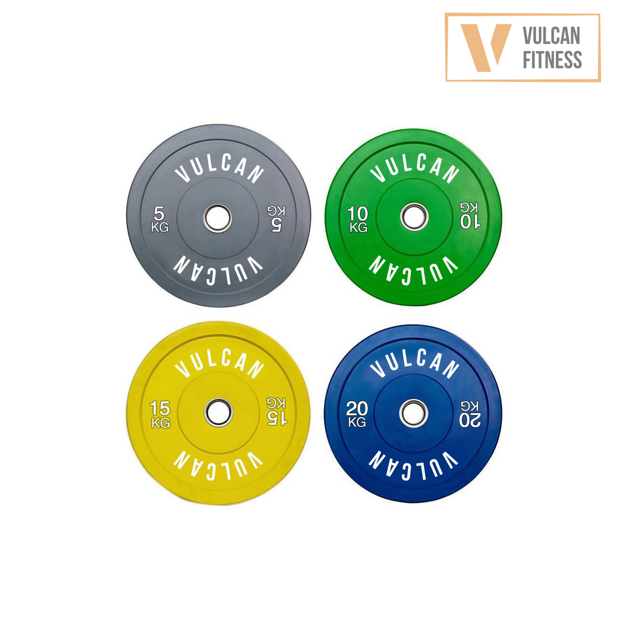 VULCAN Standard Colour Bumper Package (Olympic Barbell & 100kg Bumper Plates) | PRE-ORDER MID-LATE FEBRUARY