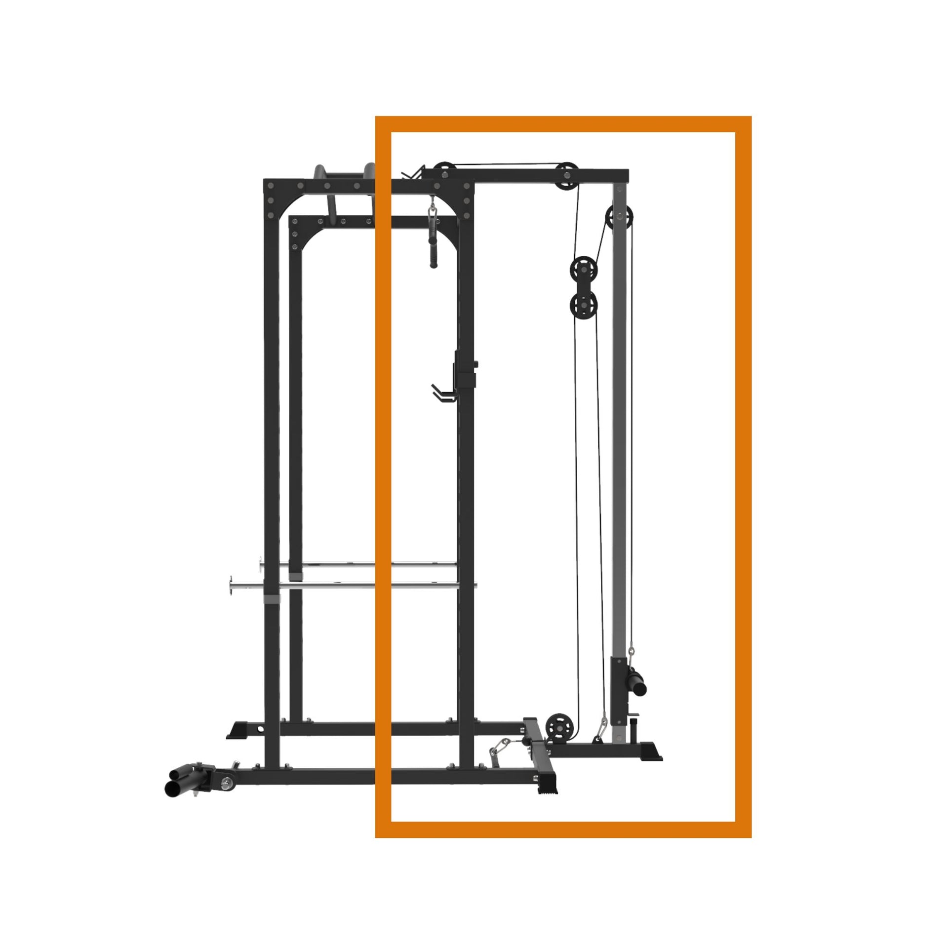 Lat pull down and low row attachment for rack