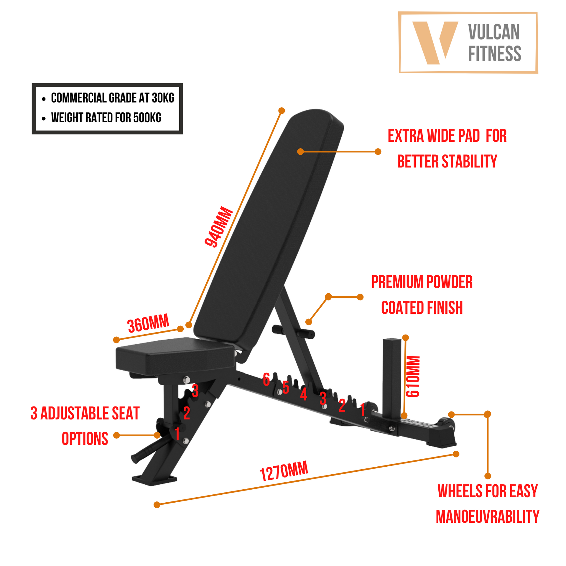 Weight Adjustable Bench Vulcan Fitness